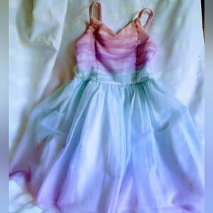 Cat & Jack Pink and Blue Kids Dress Sheer Sz M8